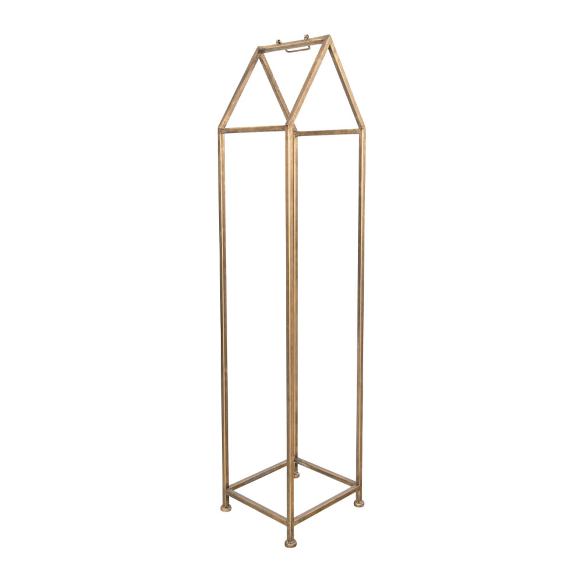 Hello Honey® 55.8" Gold Finish Metal House-Shaped Fire Wood Holder with Handle